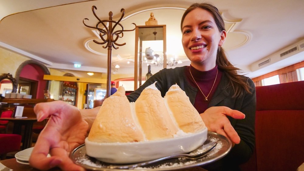 That Backpacker enjoying Austrian dessert in Salzburg, Austria 