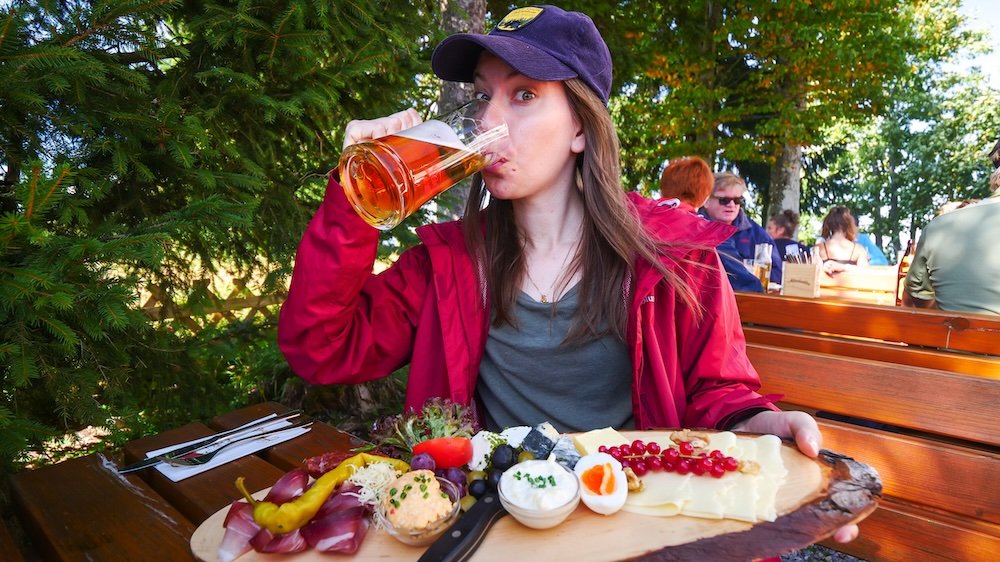 That Backpacker enjoying beer while hiking in Gaisberg on a day trip from Salzburg 