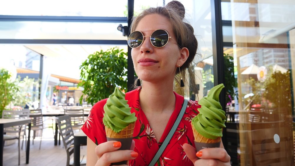 That Backpacker green tea matcha ice cream in Osaka, Japan 