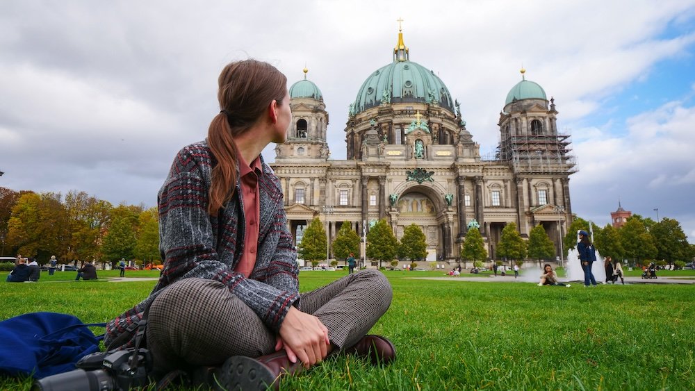 That Backpacker loving visiting Museum Island Museumsinsel in Berlin, Germany