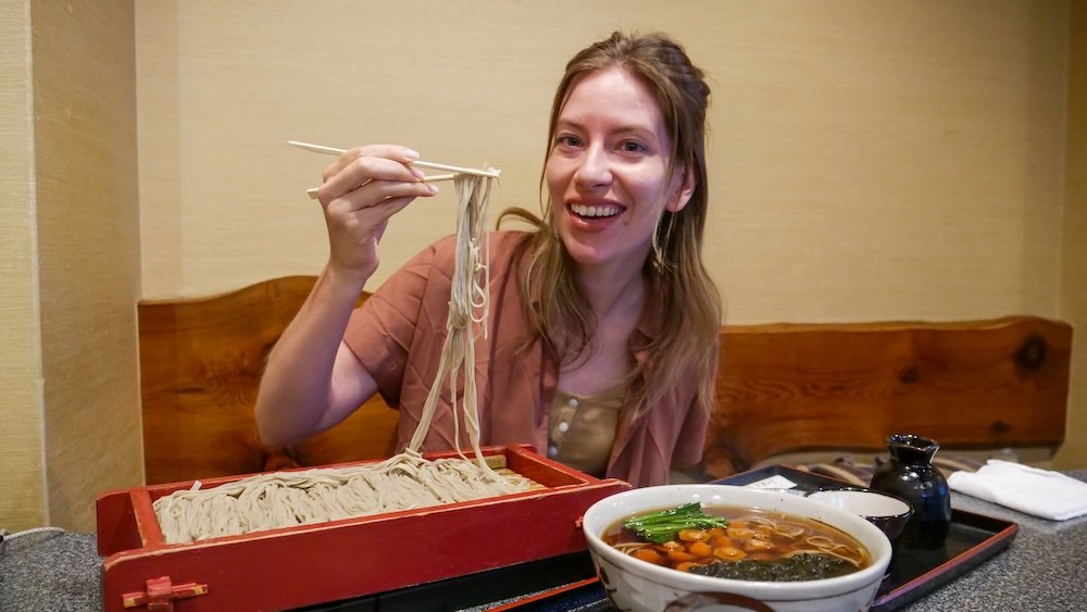 That Backpacker thrilled to be eating at Suzakaya Soba for Hegi Soba as a set menu item and must try food in Niigata 