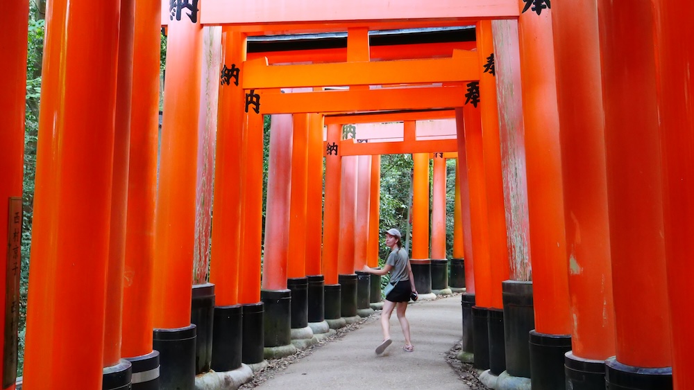 My Wife That Backpacker Walking Through Tori Gates In Kyoto, Japan 