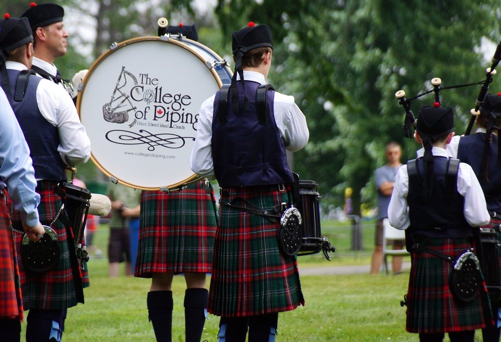 The College of Piping bagpipe and drum band from Prince Edward Island at the New Brunswick Highland Games 