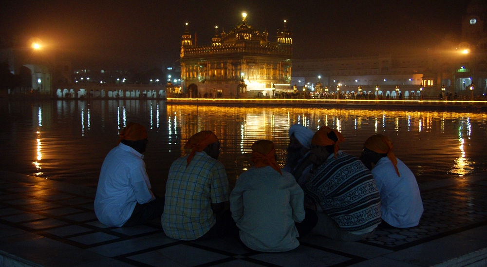 The edges and corners of the complex are the best place to view the Golden temple from afar.
