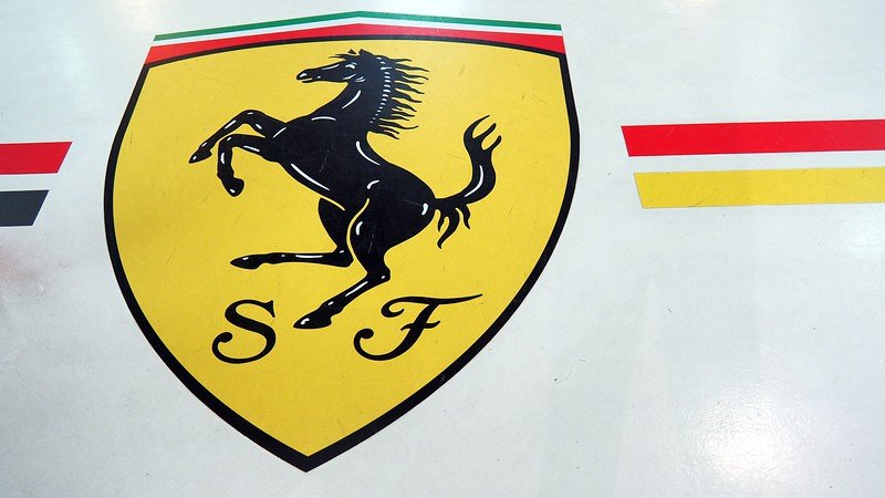 The iconic Ferrari logo at the Enzo Ferrari Museum