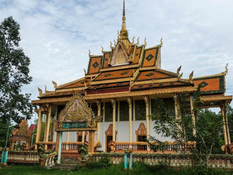 The impressive and distinct Toek Vil Pagoda in Kampot, Cambodia