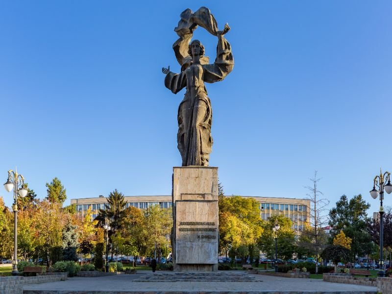 The impressive and imposing Independence Monument in Iasi, Romania