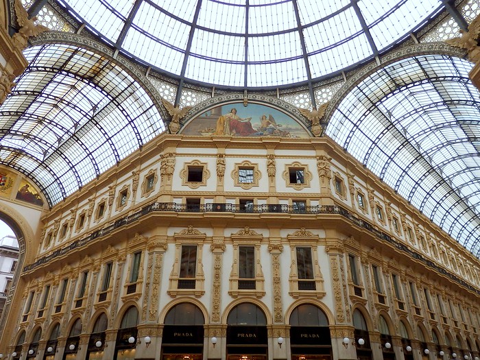 The incredible Galleria from inside in Milan, Italy