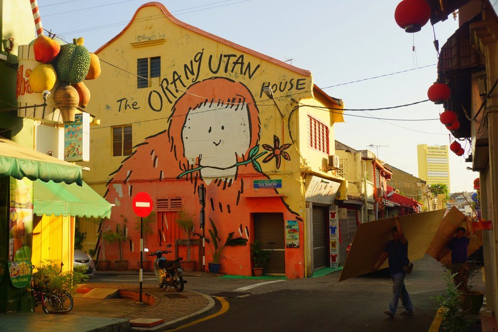 The legendary Orangutan House in Malacca, Malaysia a great place to buy artwork, t-shirts and other souvenirs in Melaka