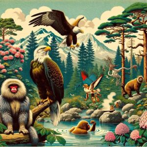 The Living Tapestry of the Japanese Alps: A Glimpse into the Wild - digital art 