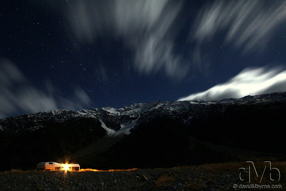 The snow-capped peaks of Mount Cook National Park gorgeous night photography