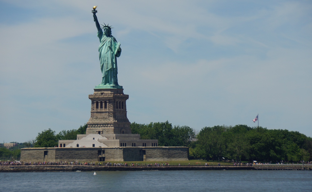 The Statue of Liberty as viewed from the Staten Island Ferry in New York City