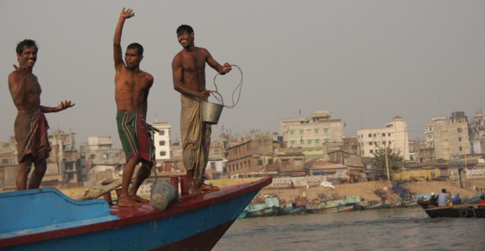 There was dancing. There was joy. There was plenty of hamming it up for the camera from these three Bangladeshi men at the Sadarghat, Dhaka

