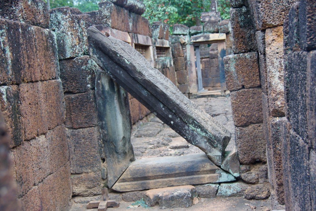 This is a photo from around the perimeter of the temple at Banteay Srei in Cambodia 