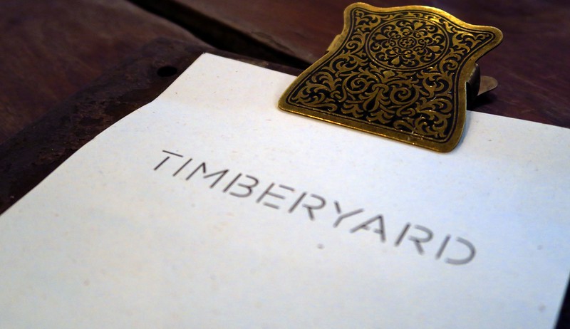 Timberyard clipboard menu for lunch in Edinburgh, Scotland