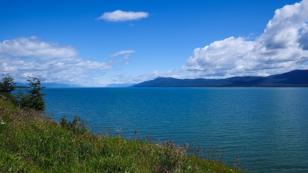 Tolhuin lake views on a sunny day in Tierra del Fuego, Argentina 