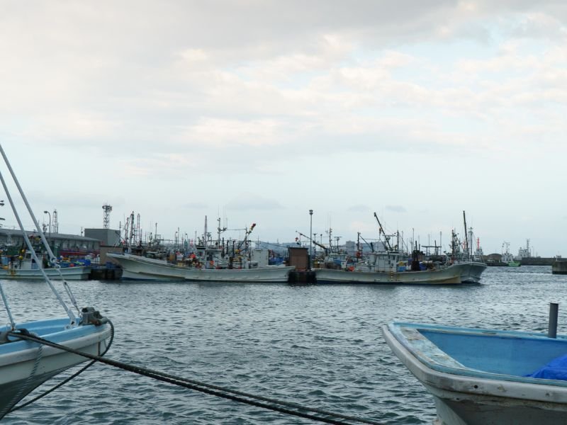 Tomakomai fishing port views on an overcast day in Hokkaido, Japan