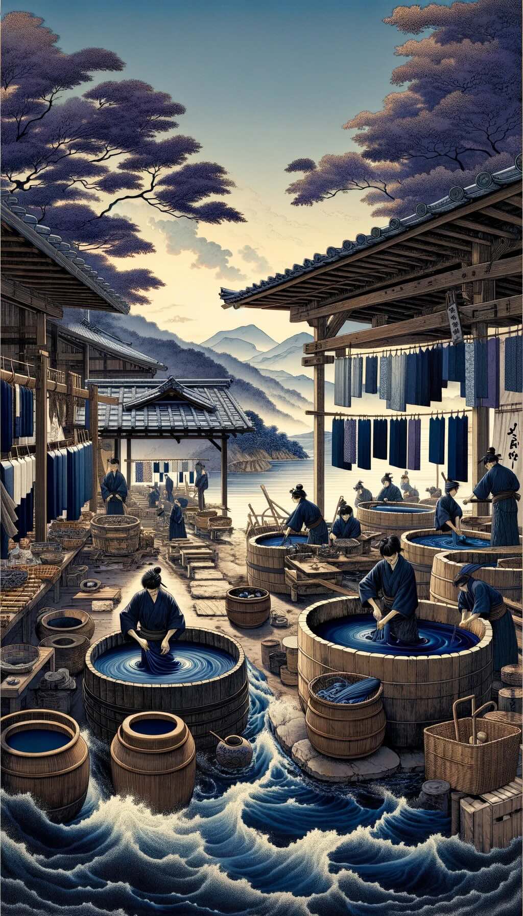 Traditional craftsmanship in Japan illustrates the indigo dyeing of Tokushima and the pottery of Bizen, showcasing the skill, heritage, and artistry of these crafts