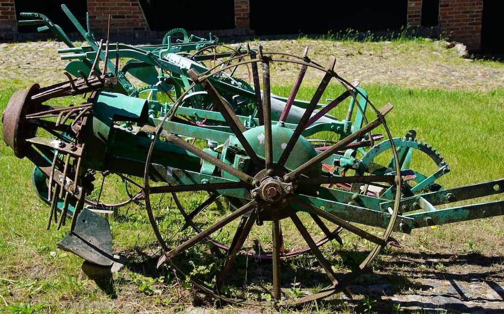 Traditional German farming equipment at Gohren’s Local Museums that celebrate rustic traditions on Rugen Island, Germany