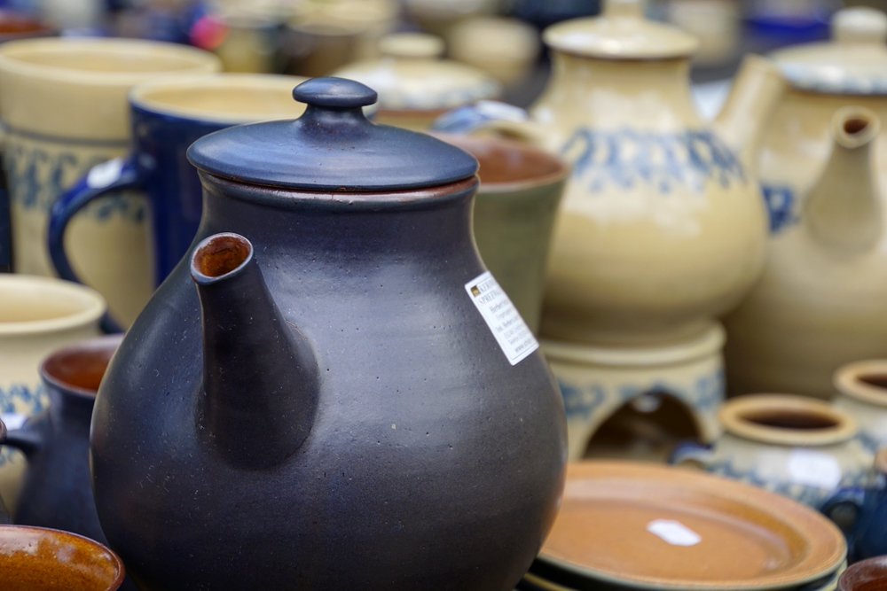 Traditional Germany pottery on a table in Spreewald, Germany