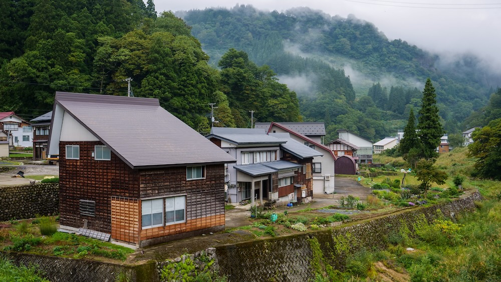 Traditional Japanese Rural Farmhouses In Niigata Prefecture, Japan