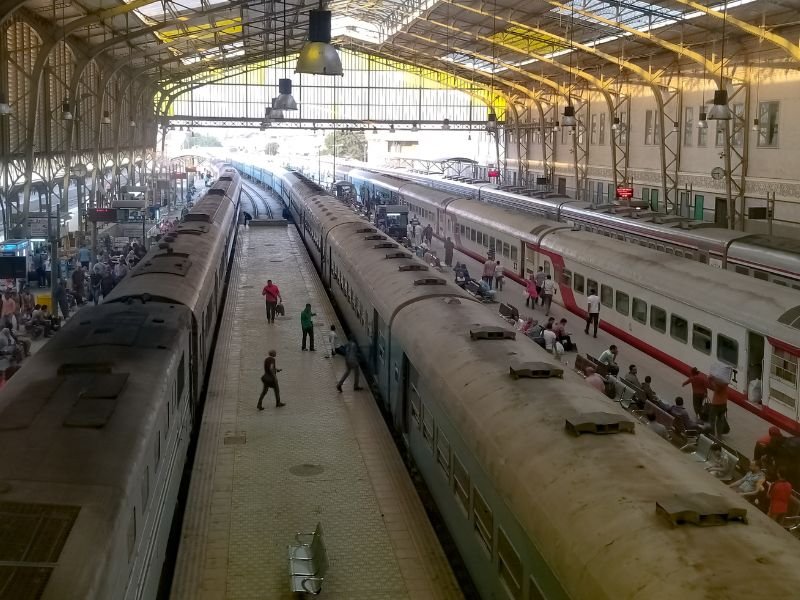 Train station in Egypt overhead views 