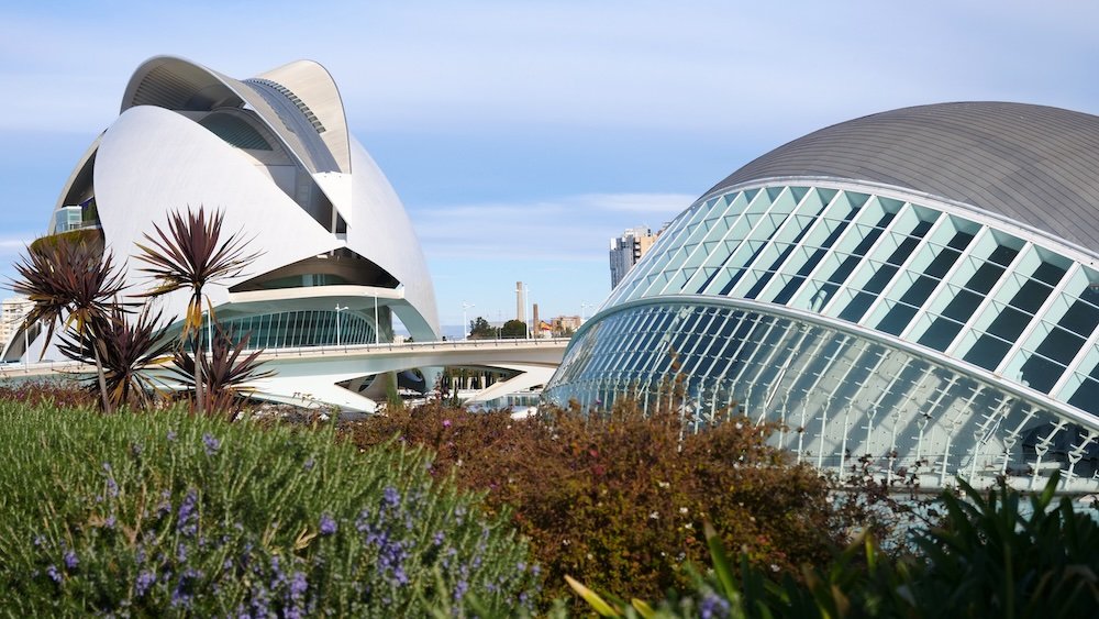 Ultra modern and futuristic City of Arts and Sciences Ciutat de les Arts i les Ciències in Valencia, Spain