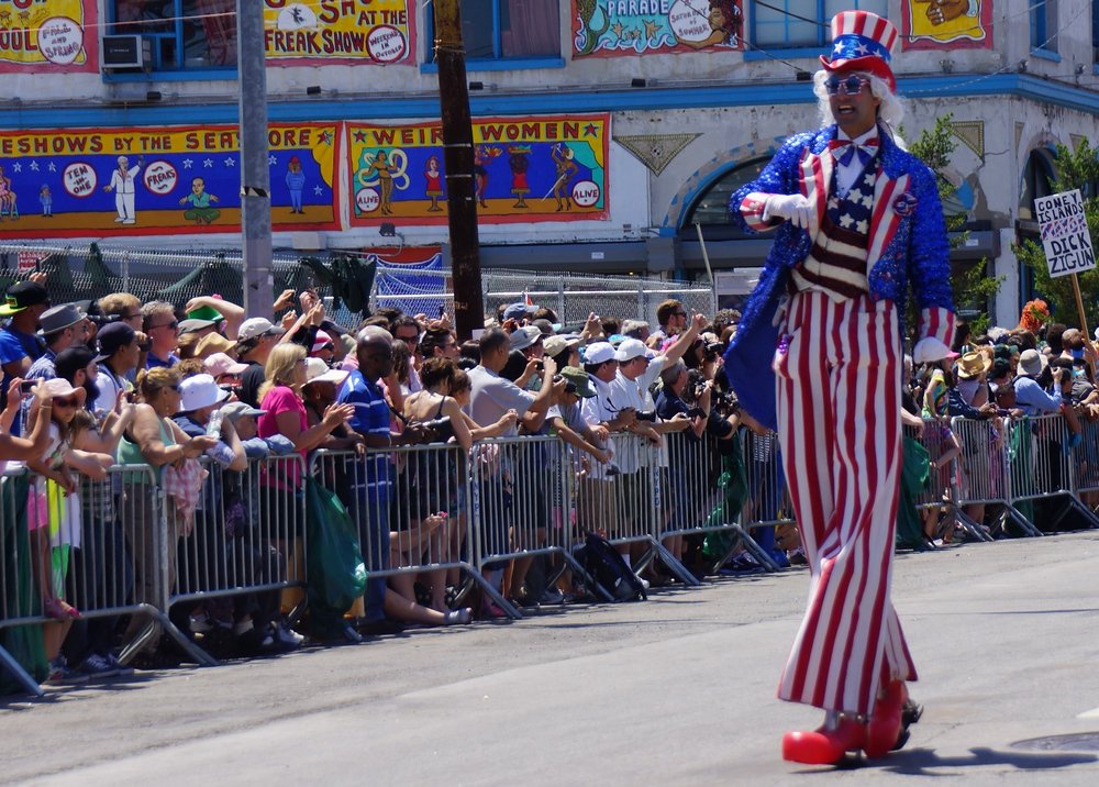 Uncle Sam was at The Mermaid Parade on Coney Island New York City