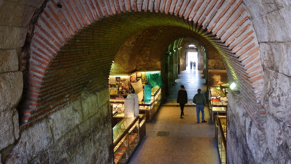 Underground market in Split, Croatia for shopping 