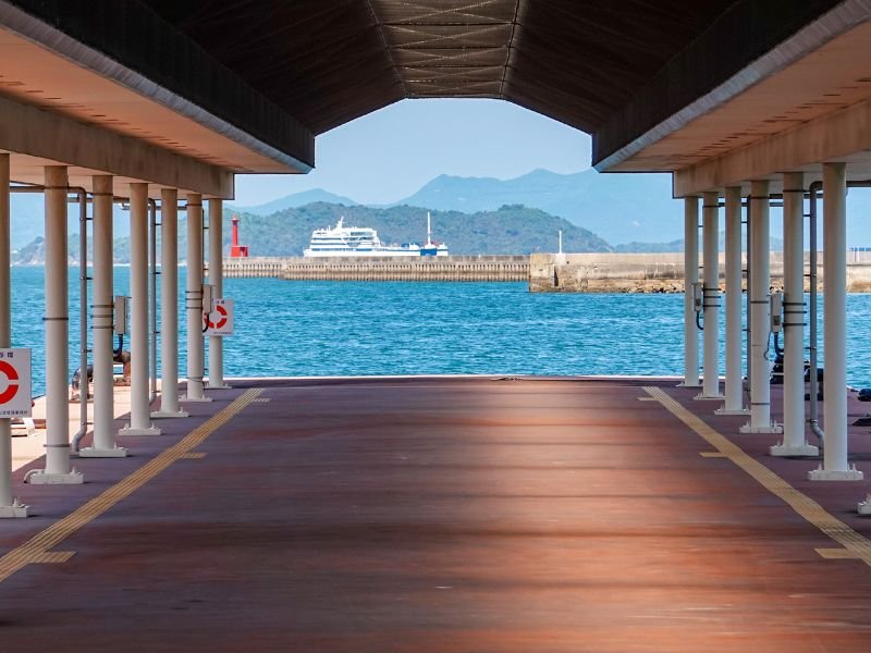 Unique floating pier in Kagawa Prefecture in Takamatsu, Japan 