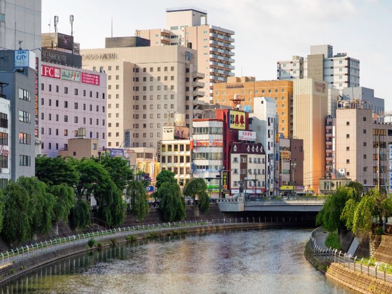 Utsunomiya views of the city with river view in Japan