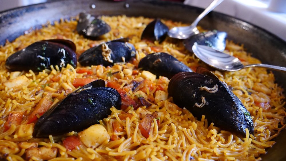 Valencia paella macro details in Spain 