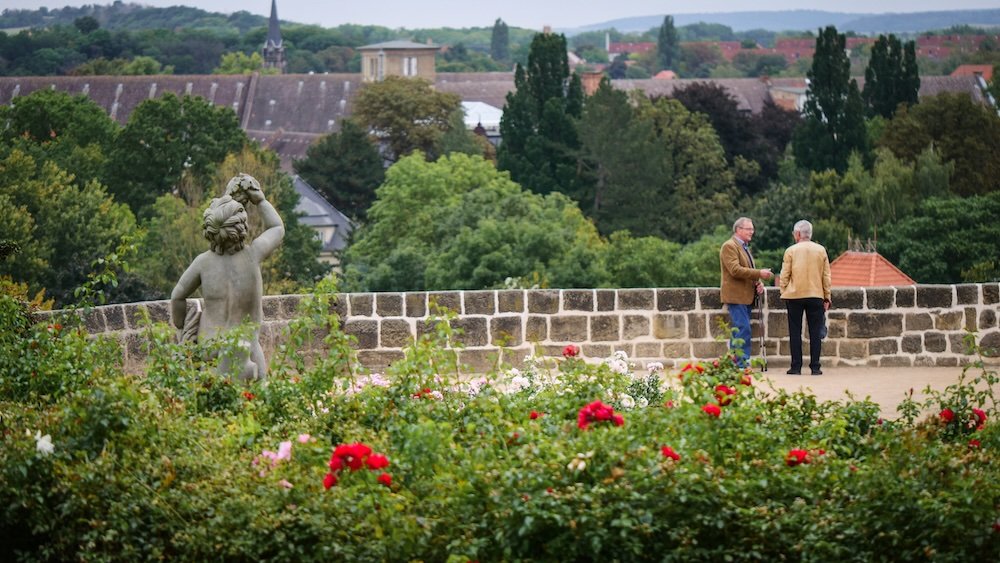 Views from Schlossgarten Castle Garden in Quedlinburg, Germany 