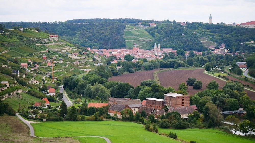 Views from the Abbey Church of St. Boniface with sweeping views of the surrounding vineyards and valleys