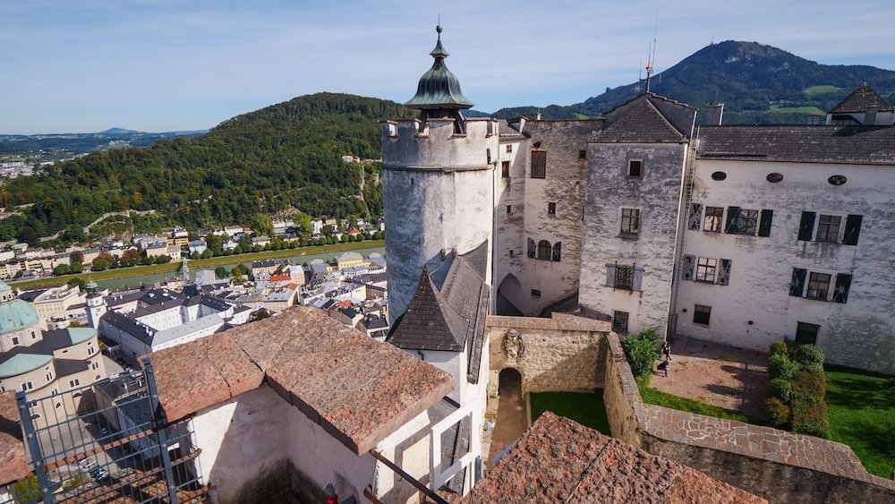 Views from the Hohensalzburg Fortress medieval castle in Salzburg, Austria