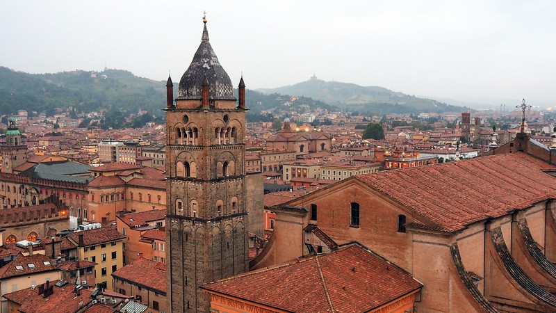 Views of Bologna city from a high vantage point