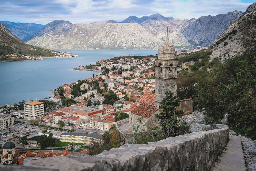 Views of historic Kotor from a high vantage point in Montenegro