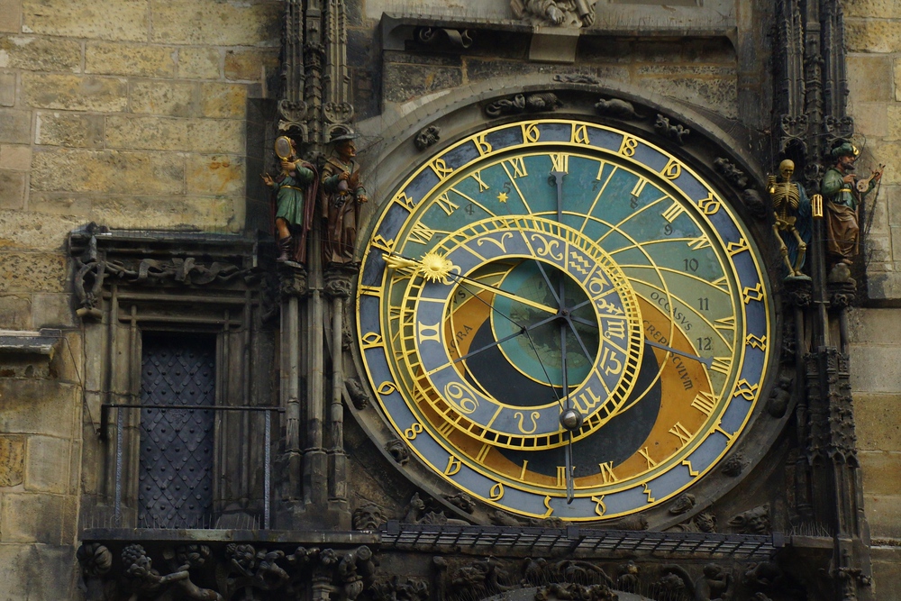 Views of the Astronomical Clock in Prague, Czech Republic