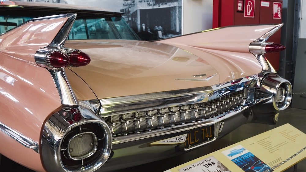 Vintage car on display at Deutsches Museum Verkehrszentrum Transportation Museum in Munich, Germany 