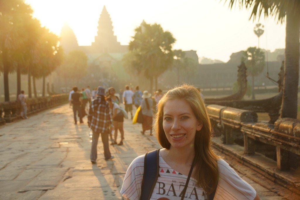 Visiting the temples of Angkor with my wife Audrey Bergner That Backpacker has made it even more special this time around in Cambodia 