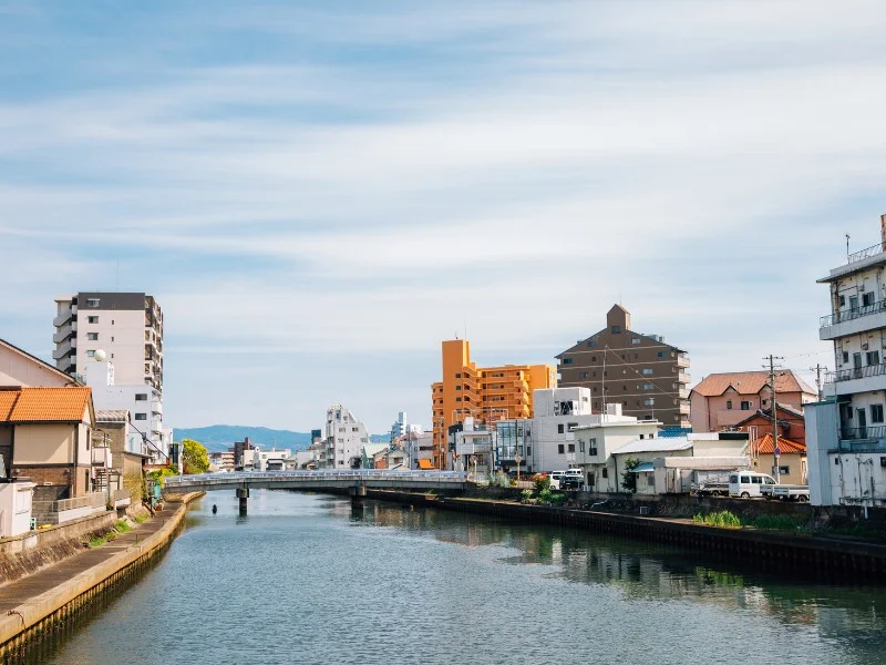Wakayama town and river views in Japan