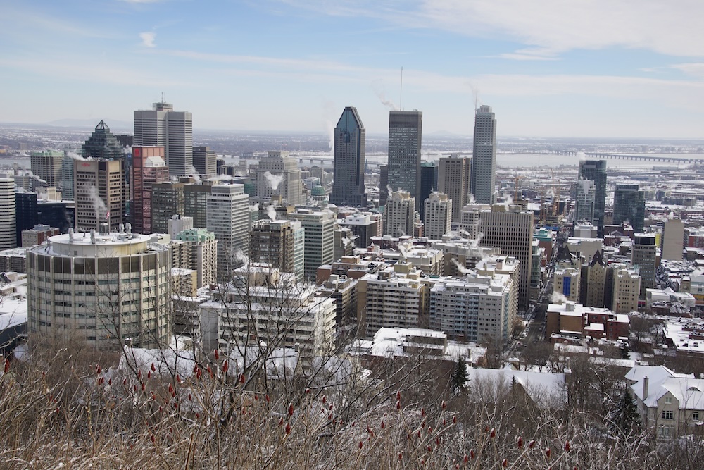 Winters views of Montreal from a high vantage point 