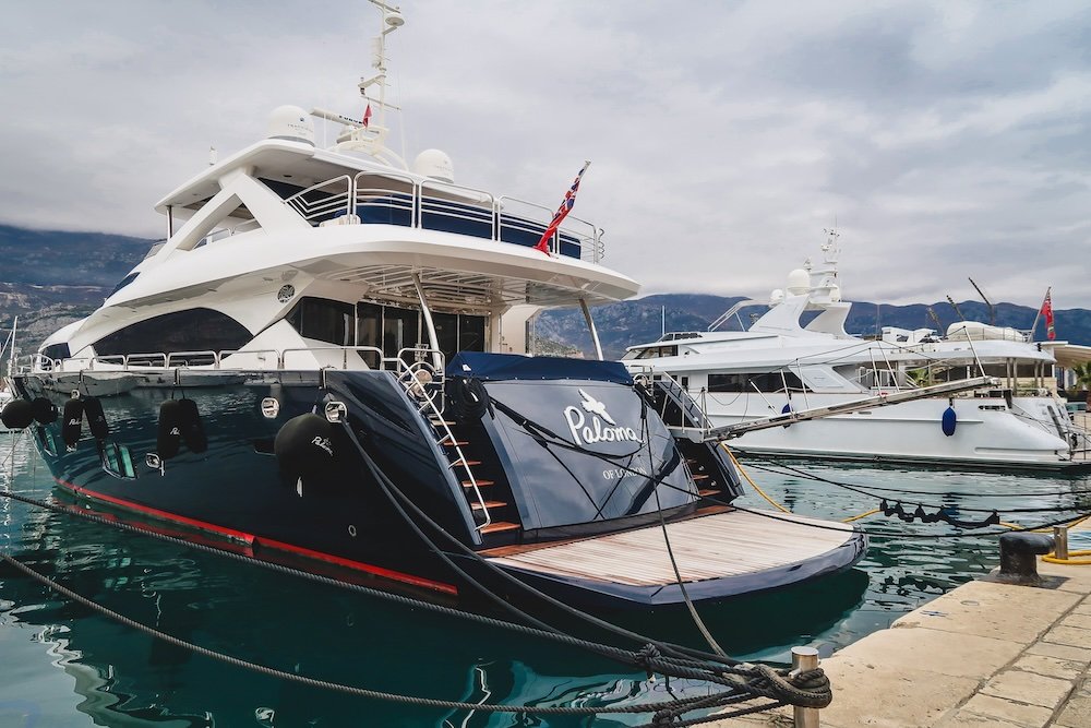 Yacht docked in Budva, Montenegro 