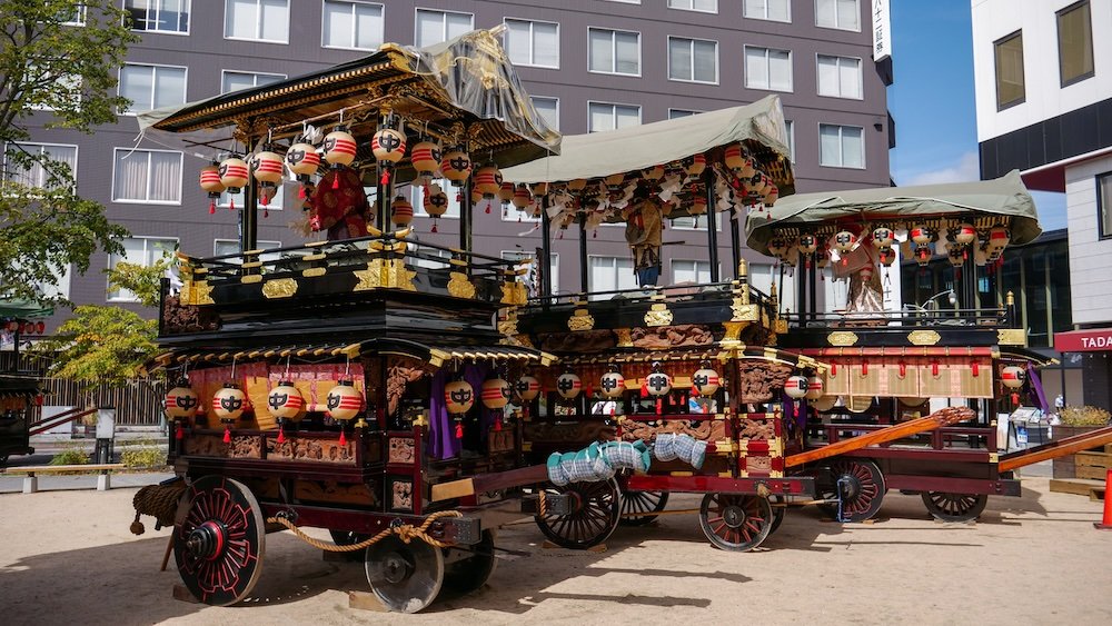 Yohashira Shrine is a sacred site revered by locals and visitors alike with traditional floats in Matsumoto