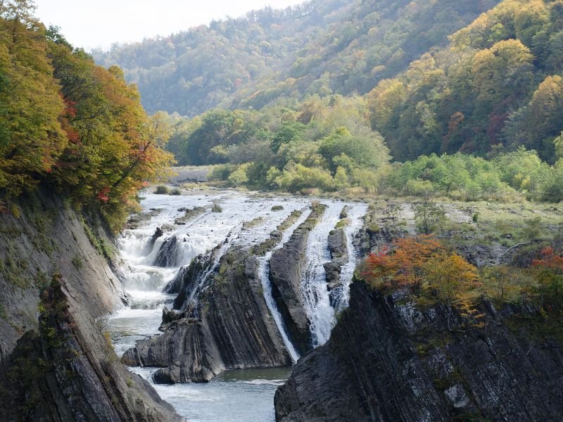 Yubari waterfalls park in Japan 