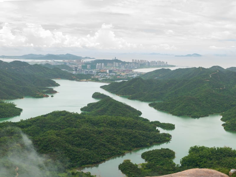 Zhuhai reservoir greenery from a high vantage point in China 